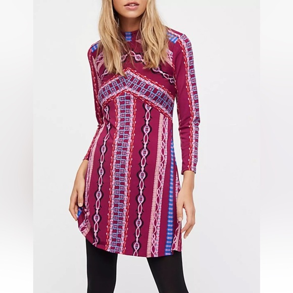 Free People | Stella Mock Neck Zip Back Burgundy Dress Sz S - Picture 11 of 14